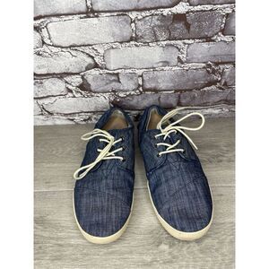 Toms Denim Blue Canvas Lace Up Comfort Casual Sneakers Shoes Men Sz 9M US/42EU